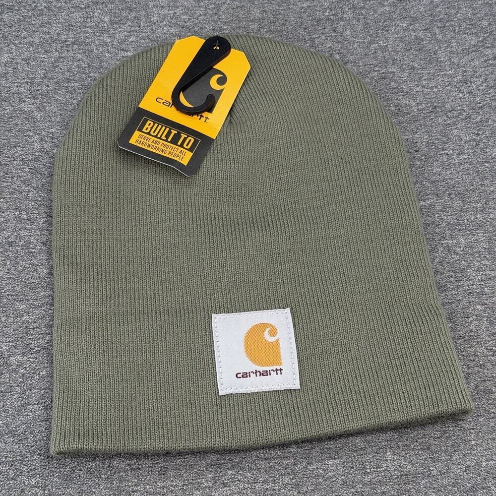 Carhartt Knit Cuffed Beanie Hat OSFM Olive Green Ribbed Cap Unisex NEW